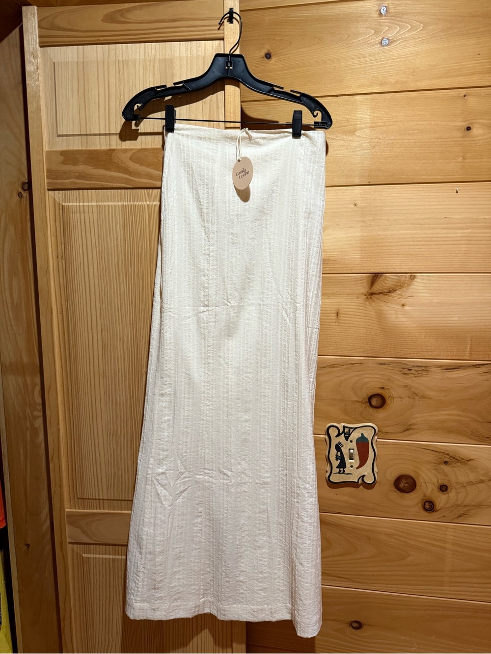 Camila Coelho Cream Textured Maxi Skirt